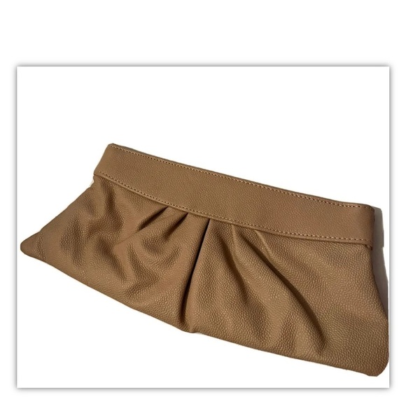 LAUREN MERKIN Tan Leather Designer CLUTCH Logo Inside - Picture 5 of 10